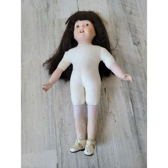 Vintage wind up AS IS girl porcelain doll collectible school girl - Picture 1 of 11